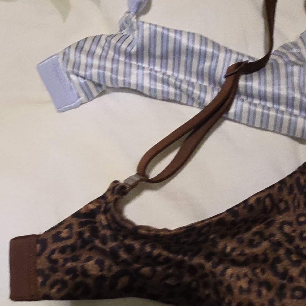 Victoria's Secret Brown Leopard and Blue Striped Bra Set - Picture 4 of 12